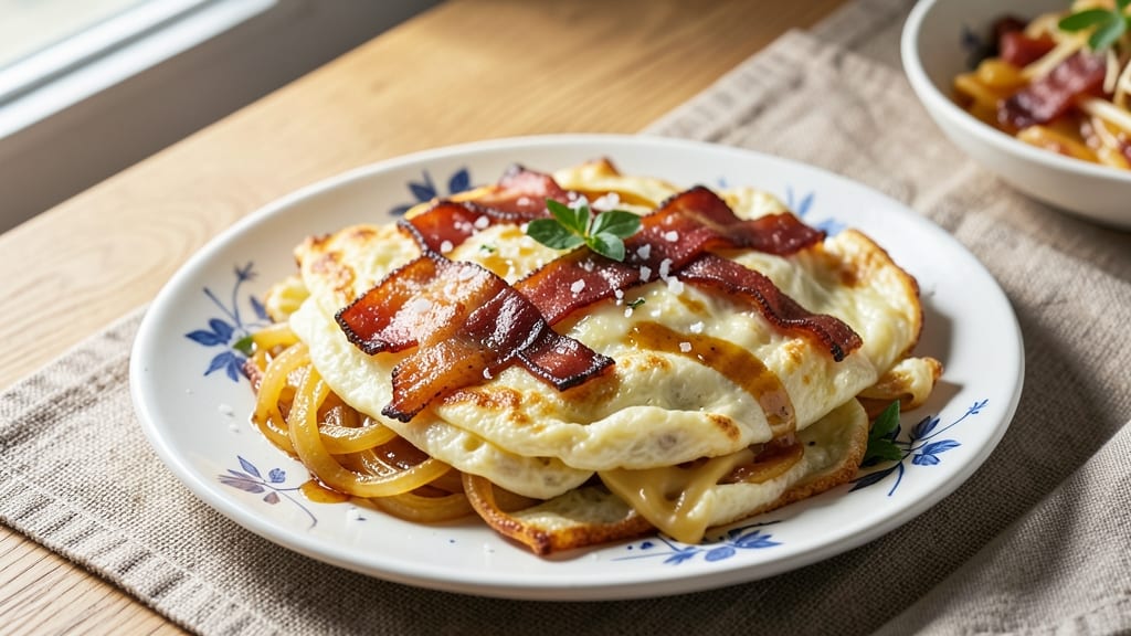 Bacon Cheese Onion Omelette Recipe: Crispy Edges and Melty Streaks in 10 Minutes