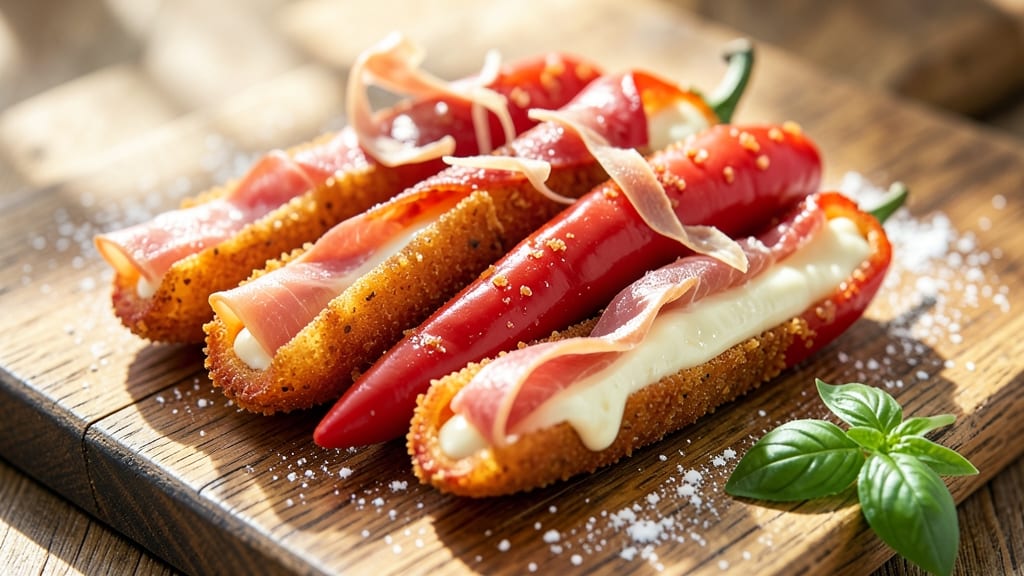 Banana Peppers Stuffed with Cheese and Prosciutto Recipe: Crispy Edges and Salty-Sweet Filling