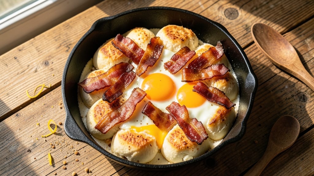 Bacon Egg and Cheese Biscuit Bake Recipe: Flaky Layers with Gooey Pull-Apart Cheese