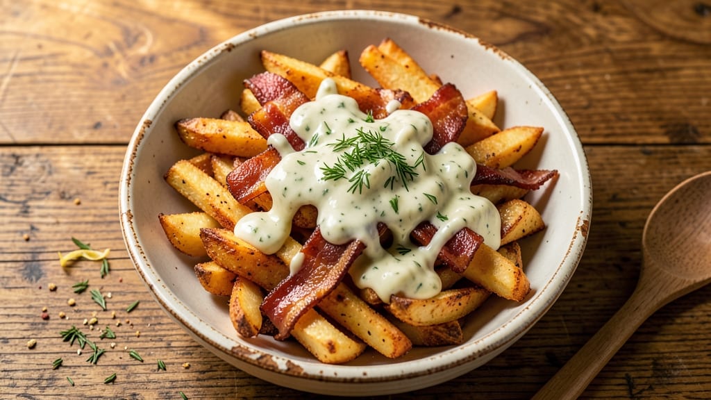 Bacon Ranch Cheese Fries Recipe: Crispy Stacks with Melty Cheese and Tangy Ranch Drizzle