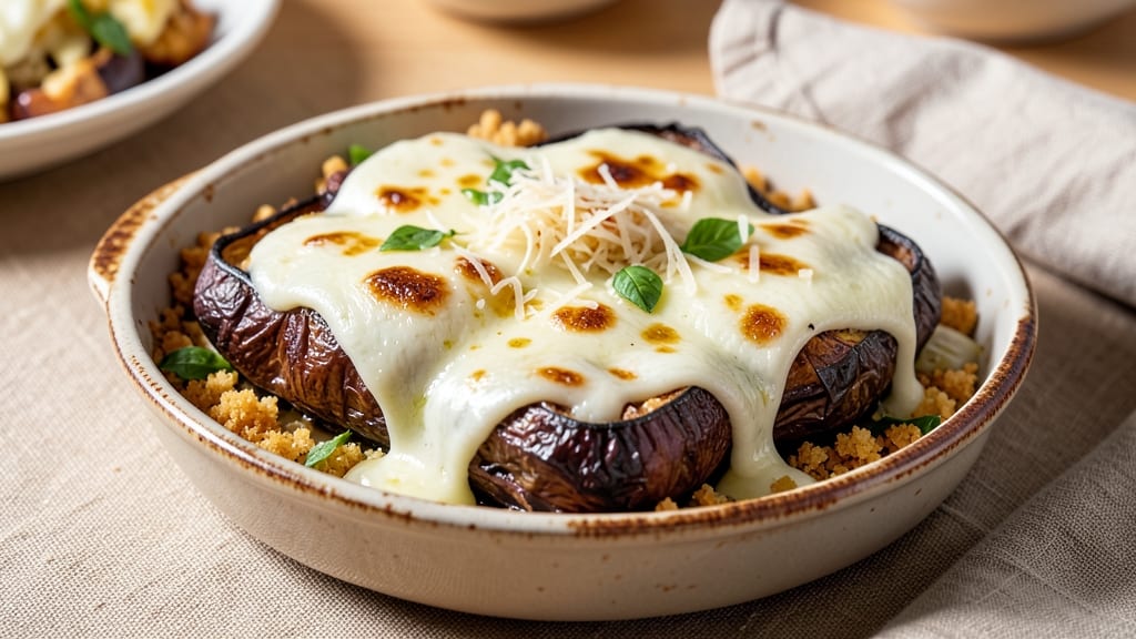 Aubergine and Kitchen Cheese Bread Recipe: Charred Eggplant Layers with Melty Cheese Crunch