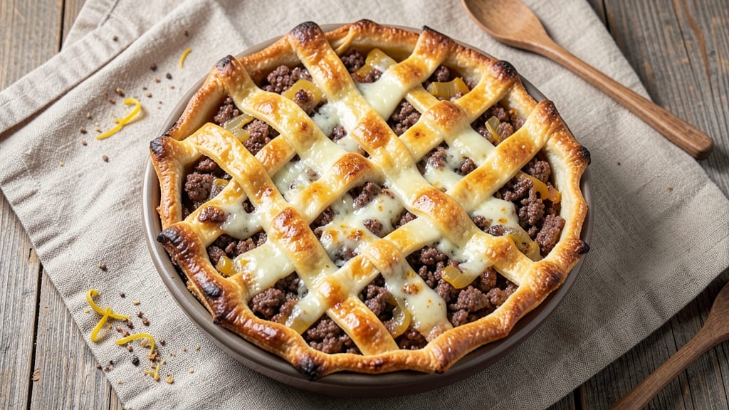 Beef and Cheese Pie Recipe: Savory Crust With Melted Cheese Rivers