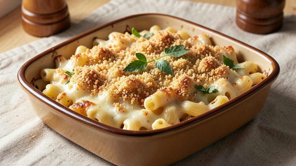 Baked Macaroni and Cheese Recipe with Panko Bread Crumbs: Crispy Top, Gooey Pull in Every Bite