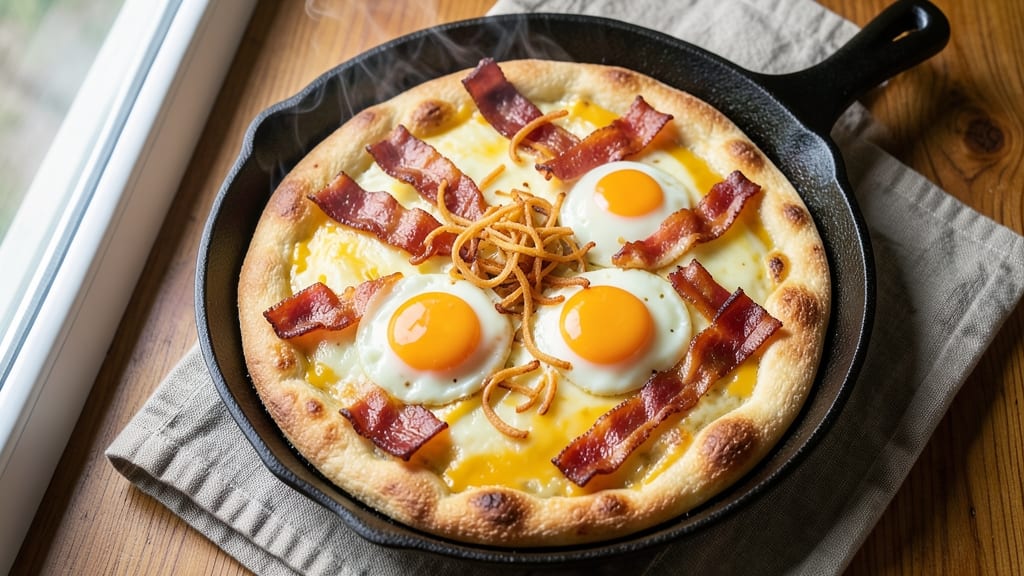 Bacon, Egg, and Cheese Flatbread Recipe: Crispy Parfait of Breakfast Layers