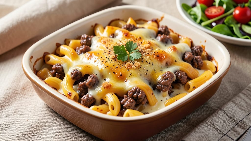 Baked Macaroni and Cheese Recipe with Ground Beef: One-Pan Hearty Comfort Meal