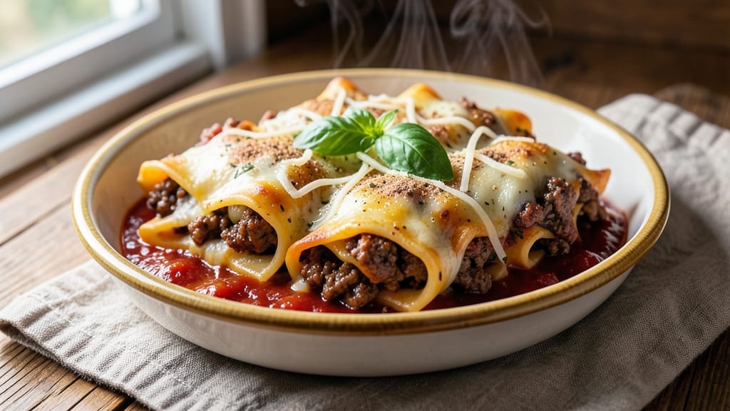 Beef and Cheese Cannelloni Recipe: Layered Pasta Bake With Rich Tomato Hug