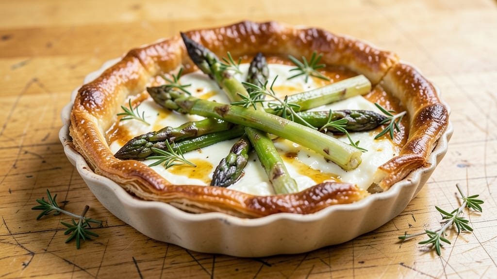 Asparagus, Goat Cheese, and Tarragon Tarts Recipe: Herb-Infused Crust With Melty Centers