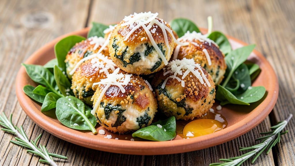 Baked Spinach Cheese Balls Recipe: Golden Bites With Herby Cheese Center