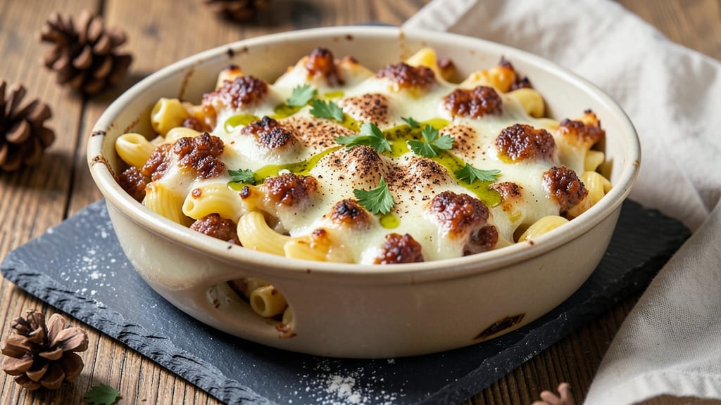 Baked Macaroni and Cheese With Sausage Recipe: Crispy Top, Melty Cheese, and Savory Bites