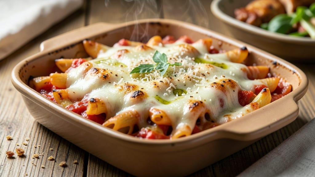 Baked Cheese Penne Pasta Recipe: Bubbly Mozzarella and Garlic Breadcrumbs