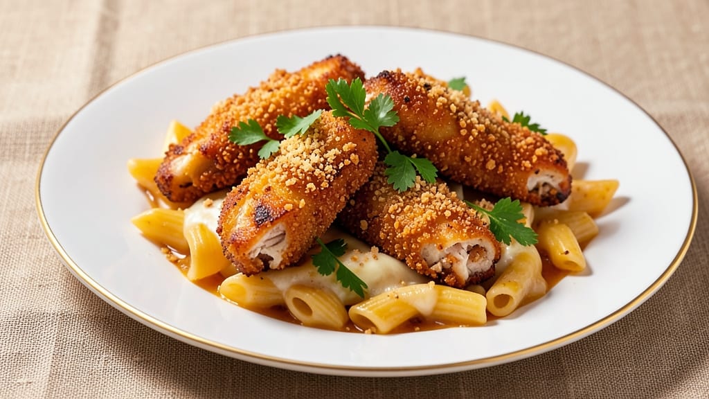 Applebee's 3 Cheese Chicken Penne Copycat Recipe: Crispy Breaded Chicken Over Al Dente Pasta