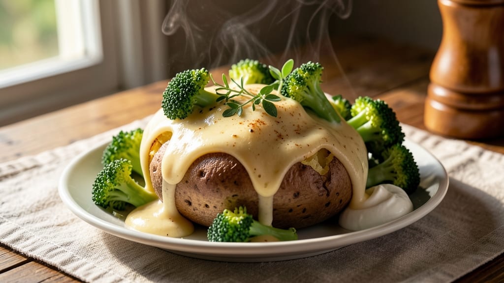 Baked Potato with Broccoli and Cheese Sauce Recipe: One-Pan Loaded Comfort in 25 Minutes