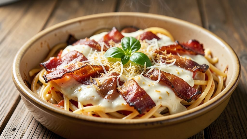 Bacon Cream Cheese Baked Spaghetti Recipe: Triple-Layered Comfort With Crispy Top