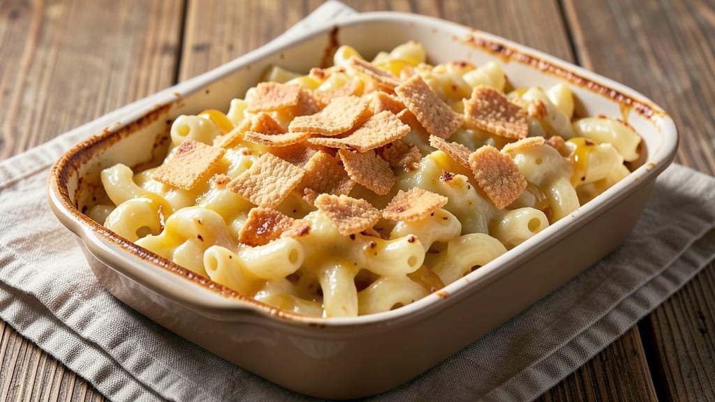 Baked Macaroni and Cheese With Ritz Cracker Topping Recipe: Crunchy Crown Over Melty Cheese
