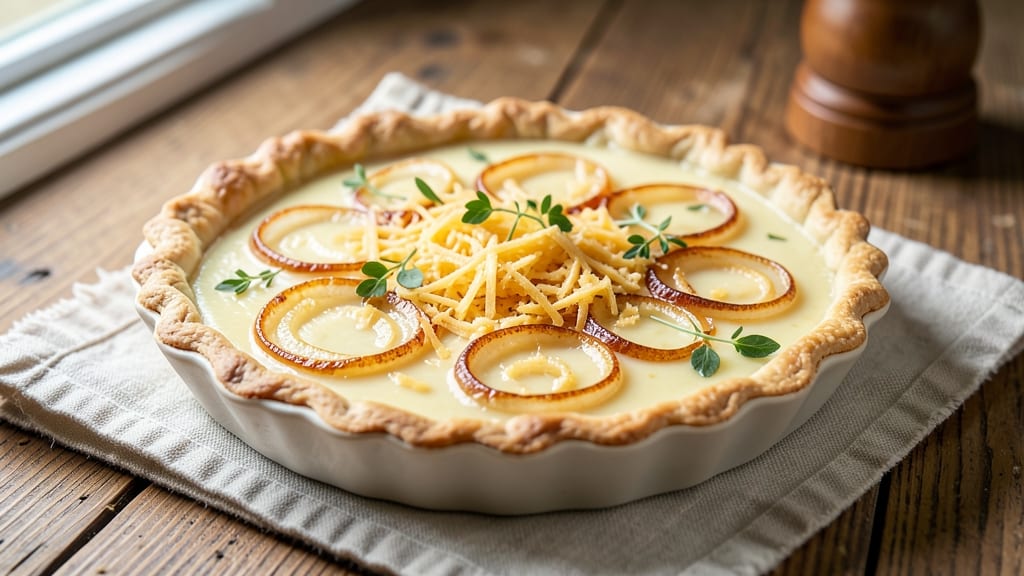 Basic Cheese and Onion Quiche Recipe: Golden Crust With Melty Filling Magic