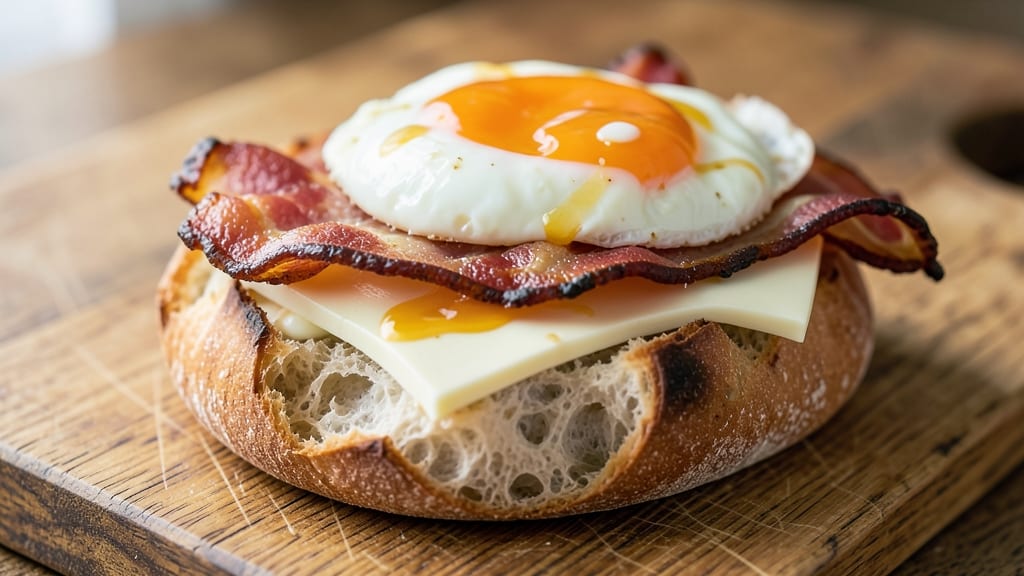 Bacon Egg Cheese Ciabatta Recipe: Crispy Toasted Bread With Melty Cheese Rivers