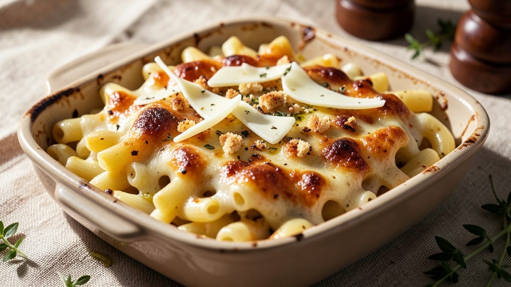 Baked Garlic Mac and Cheese Recipe: Triple-Creamed Crisp-Top Magic