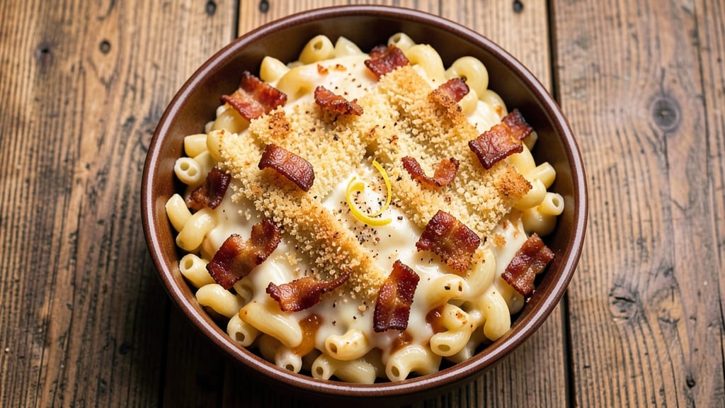 Baked Mac and Cheese Recipe with Bacon and Breadcrumbs: Crispy-Topped Comfort with Smoky Crunch